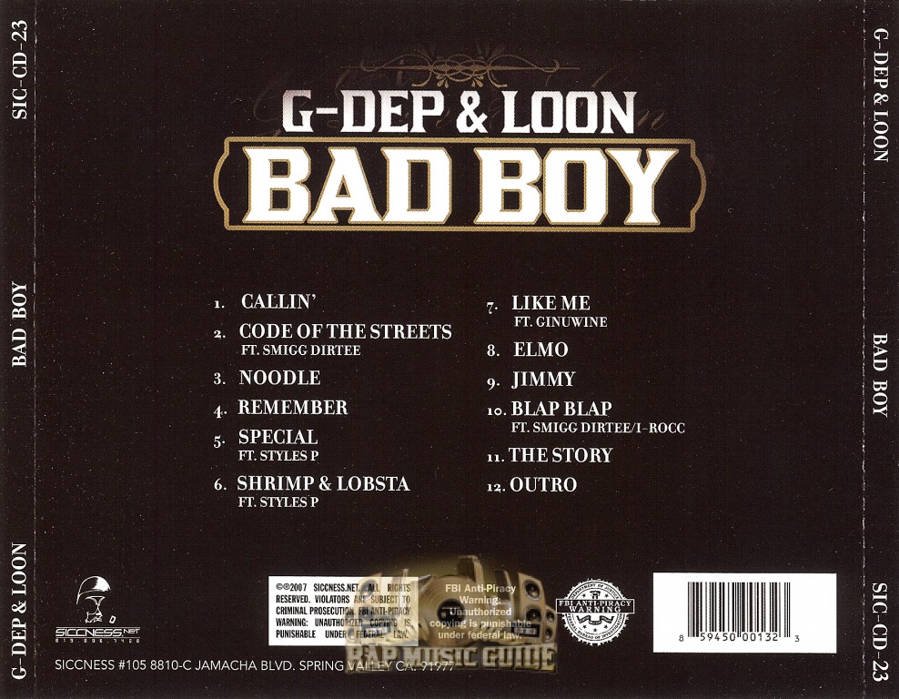 G-Dep & Loon - Bad Boy: CD | Rap Music Guide